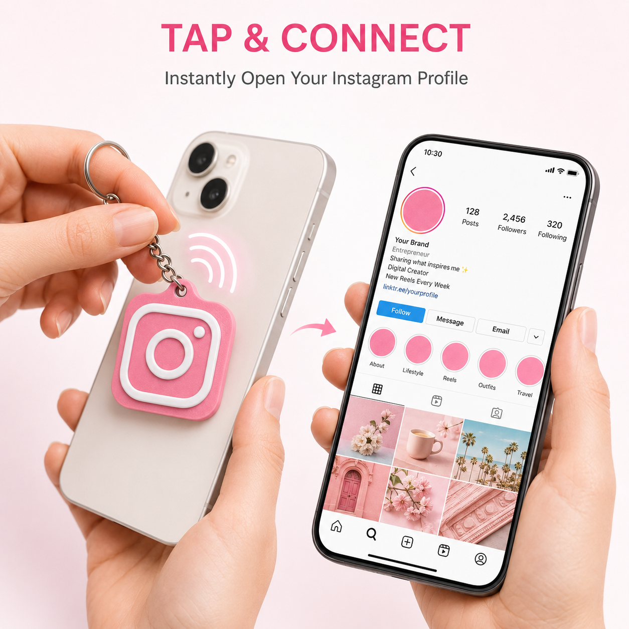 NFC Instagram Keychain | Personalized Smart Keychain | Tap to Open Instagram Profile